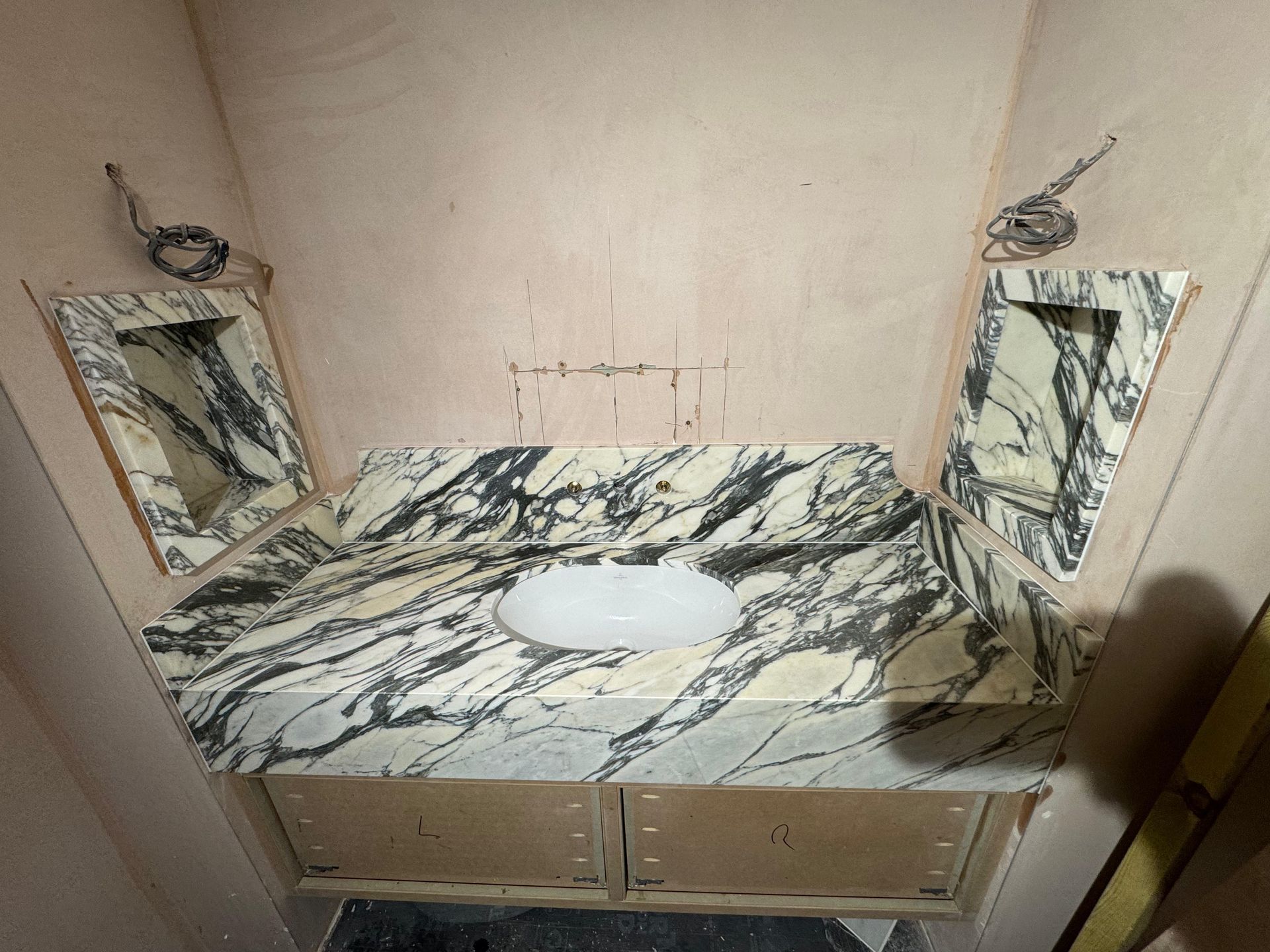 Arabescato marble bathroom vanity