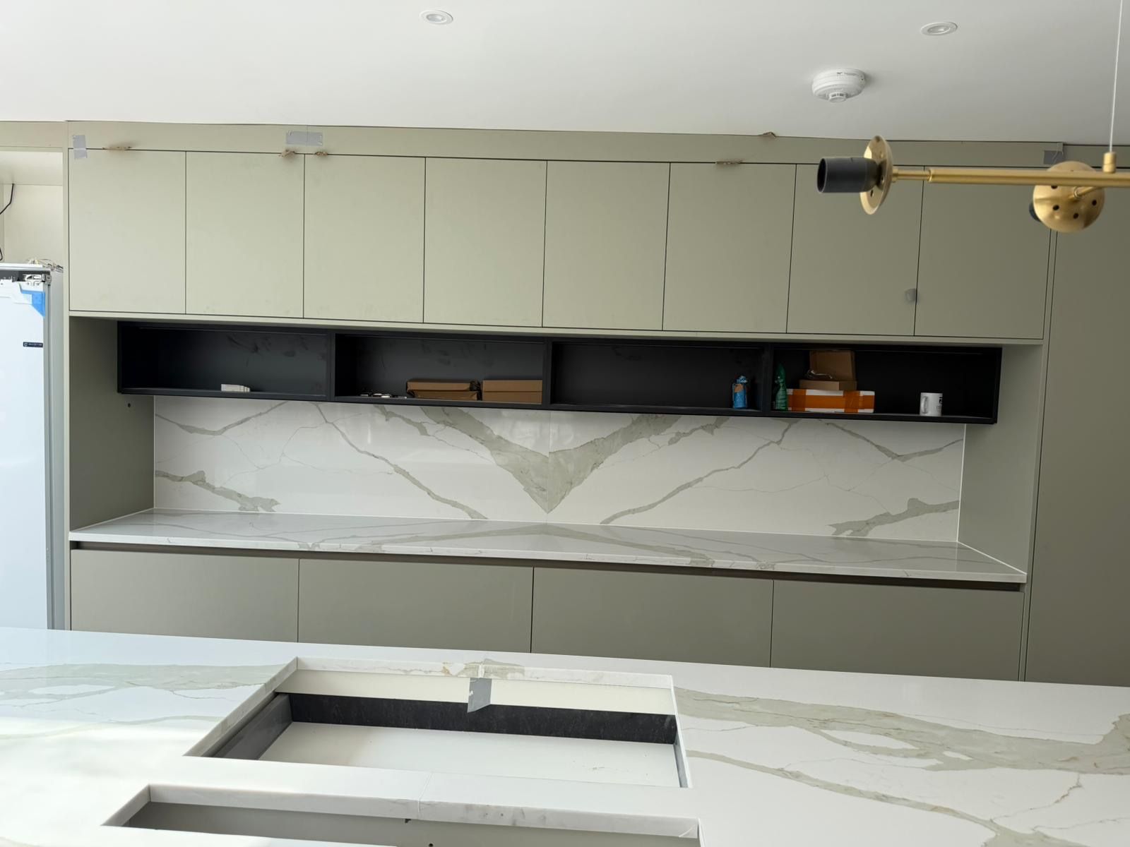 Bookmatched Calacatta feature panel